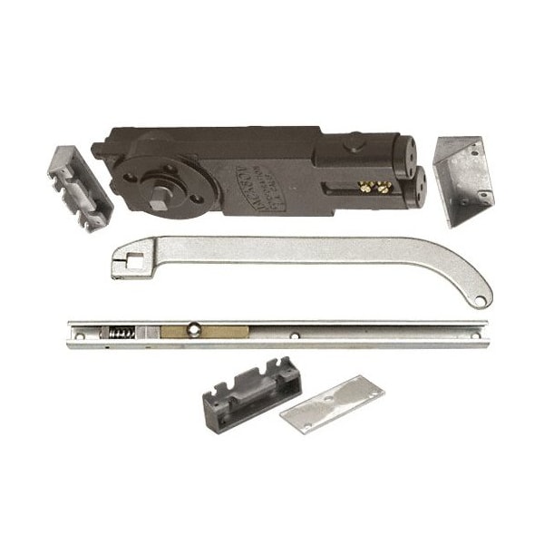 Satin Aluminum Regular Duty Spring 105DegNo Hold Open Overhead Concealed Closer W/ 'U' Offset Slide